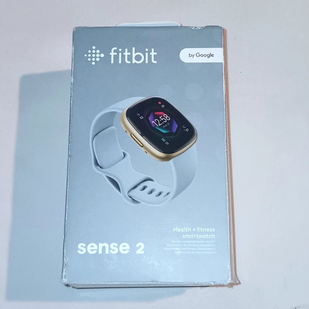 Smart Fitness Watch with Gold and White Band